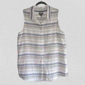 ❌3/$10❌ White Sleeveless Linen Top L